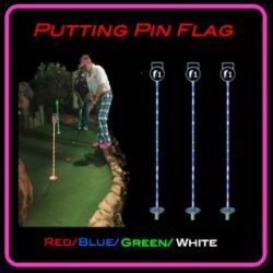 Glow putting flags for grass golf area
