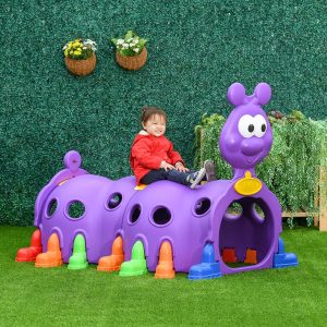  Caterpillar Tunnels for Kids to Crawl Through Climbing Toy Indoor & Outdoor Play Structure for 3-6 Years Old, Purple
