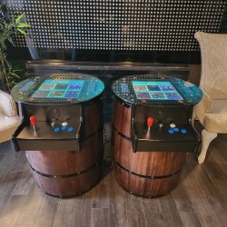 Whiskey Barrel Arcade Cocktail Table for 1 or 2 player - 60 games (RCT-101-WB) - Image 6